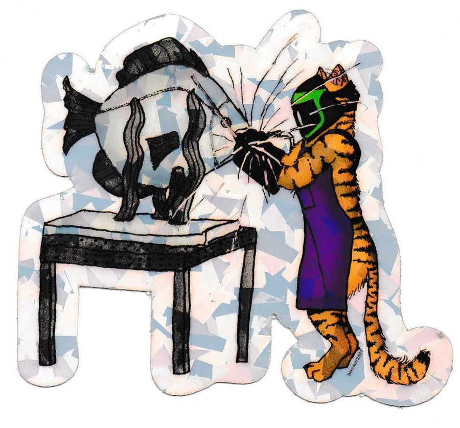 Welder Cat Sticker